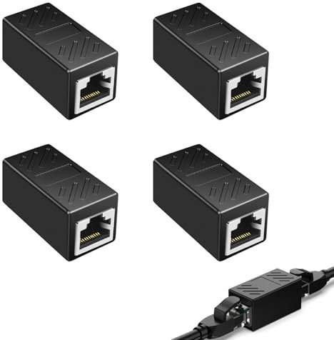 4PCS Coupleur RJ45 Ethernet, Raccord RJ45 Femelle, LAN Rallonge Connecteur Adaptateur, Coupleur Ethernet Blindé, Adaptateurs Haute Performance pour Ethernet Cat5, Cat6, Cat7 pour l'Extension Câbles
