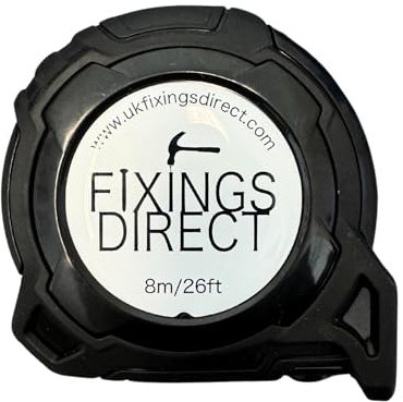 Infinity 8m Tape Measure – Hi-Vis Dual Scale Metric & Imperial Measurements, Heavy-Duty Tape Measure, Precision Steel Blade, Compact & Durable, Pro+ Measuring Tape With Push Button Hold (Black, 8m)