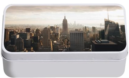 Fabulous Blechdose Das Empire State Bulding unter den Wolken New York USA – 11 x 18,5 x 5,5 cm – Aufbewahrungsbox, Schlüssel, Werkzeug, Lunchbox, Zucker, Kekse