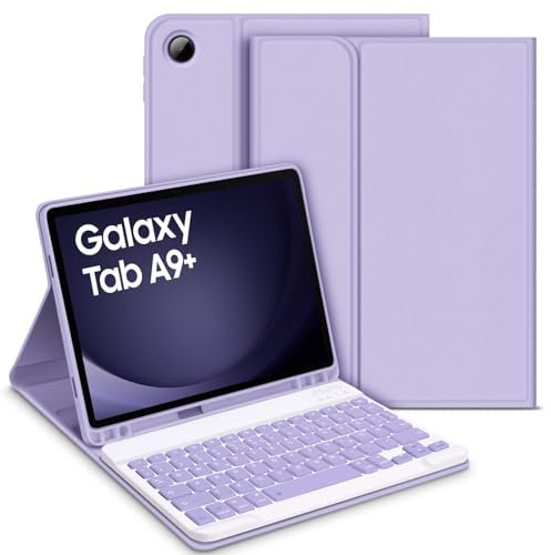 Bettdow für Samsung Galaxy Tab A9+/A9 Plus 2023 Tastatur Hülle, Deutsch QWERTZ Layout Abnehmbarer Tastaturmit Hülle für Galaxy Tab A9+ 11 Zoll SM-X210/X215/X216, Lila