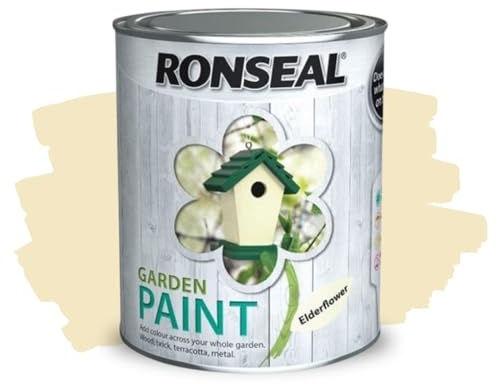 ARUUJ - Garden Paint, Fence Paints, Weather Resistant Outdoor Matt Paints, Water Based Paint For Sheds, Metal, Terracotta, Easy to Apply, Long-Lasting Colour & Protection (Elderflower, 750ML)
