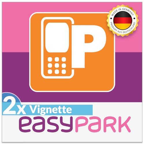 EASYPARK - 2 adesivi Easy Park Vignette APP, piccoli adesivi per auto (6 x 6 cm, protezione UV, rimovibili, made in Germany