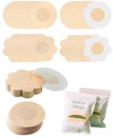 TPZORJX 100 Pièces Cache Tetons Femme,Protège-tétons Invisibles,Jetables Auto Adhésif Invisible en Nipple Cover,Respirants Couvre Seins Mamelon(Ronde,Fleurs)