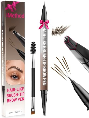 iMethod Augenbrauenstift – Augenbrauenstift, 2-in-1 Eyeliner mit doppelseitigem Pinsel für Microblading 4D-Augenbrauen,für haarähnliche Augenbrauen, mit Augenbrauenbürste,Schwarzbraun