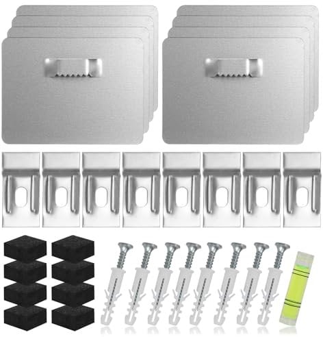 Realjoy 8 Pièces Crochets Autocollants, 8 x 6cm Supports de Fixations pour Photos et Miroirs, Livrés avec Adhésif 3M, Crochet de Suspension sans Perçage pour Tableaux et Miroirs Lourds, Jusqu'à 8 kg