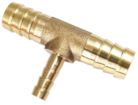 Zymjzbetic Conector en T Reductor de latón for Manguera, Accesorio for tubería, Conector Divisor de 3 vías, Accesorios for plomería para Aire Acondicionado Refrigeración Fontanería(16-8-16mm)