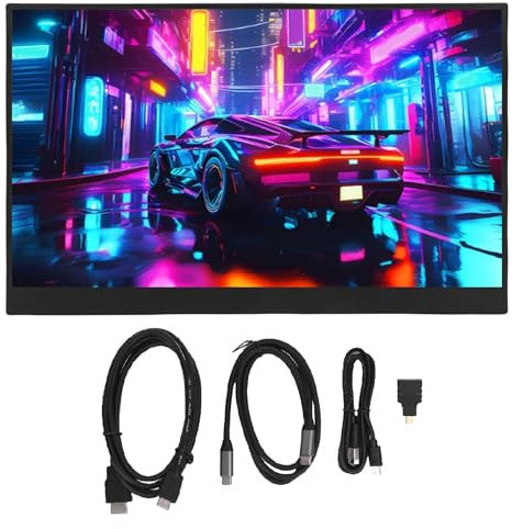 Tragbarer Screen, 15,6 Zoll HD 60Hz HDR SRGB Gaming Screen, Minihdmi Typ C Externes Display mit Kickstand, Bildschirm -Extender für Raspi, Laptop, Switch, Telefon