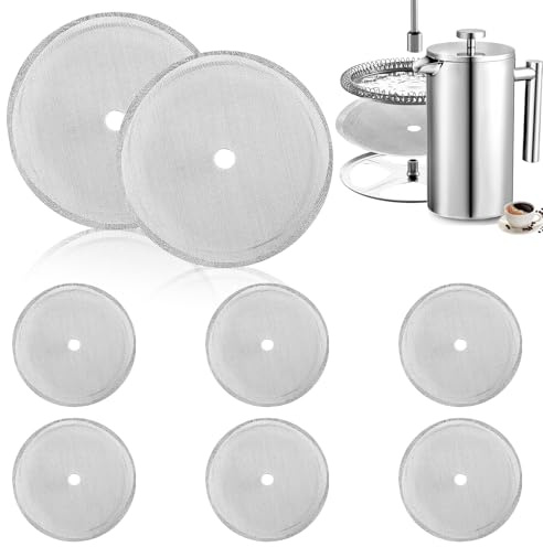 8 Stück Kaffeepresse Filter, French Kaffeemaschinen Ersatzfiltersieb 10cm Edelstahl Press Sieb 1000 ml Mesh Ersatz für Kaffeedrücker Kaffeemaschinen