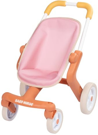 Smoby - Baby Nurse Puppenbuggy Pop - Puppenwagen mit frei beweglichen Vorderrädern, Metallrahmen - Für Puppen bis 42 cm (Puppe nicht enthalten) - Griffhöhe 53 cm - ab 18 Monaten, produziert in Spanien