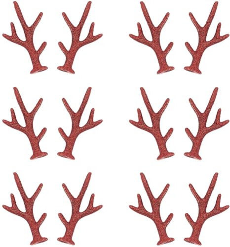 GORGECRAFT 40 Stück Mini Geweih Weihnachtsgeweih Verzierungen Glitzernder Roter Samt Rentierhörner Elchzweig Haarspangen Zubehör Für Selbstgemachtes Stirnband Hochzeitsfeier Weihnachtsbaum Schneemann