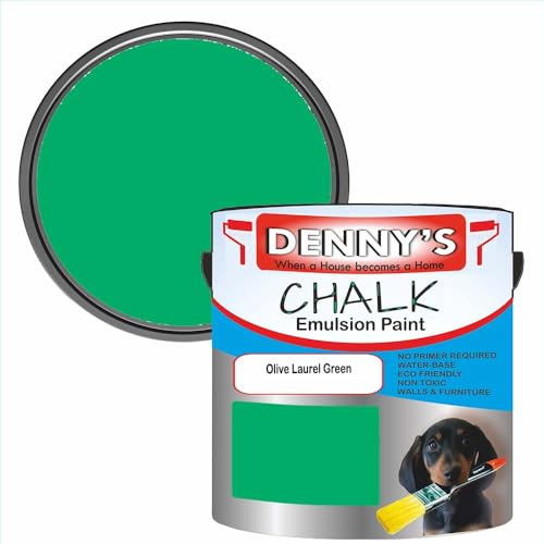 SCOOBYS PAINTS BACK IN THE MIX Chalk Emulsion Matt Paint, Water-Based, No Primer Required, For Walls and Furniture Light Green, (Olive Laurel Green, 1L Tin)