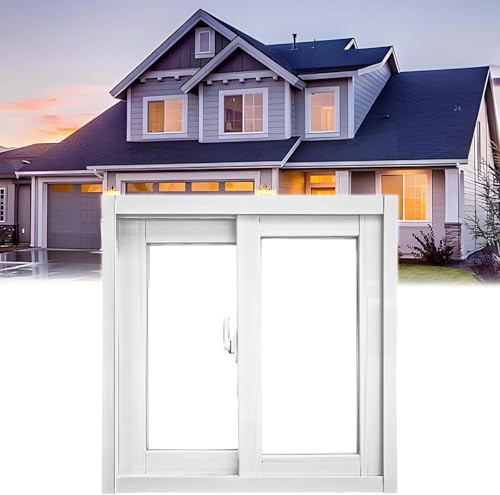 THNSAWX Ventana corrediza para sótano, ventana de baño de repuesto para el hogar, ventanas deslizantes horizontales, marco de aleación de aluminio, ventanas de cobertizo con pantalla (blanco, 50 x 60