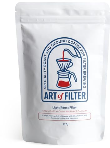 Filter Ground Coffee 227g - Light Roast - Art of Filter Ground Coffee 227g - Specifically For Filters Drip Coffee Machines & V60 Pourover - Strength 3