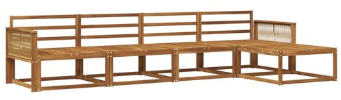 vidaXL Outdoor-Sofagarnitur 5 pcs Natur Massivholz Akazie, Gartenmöbel Set, modern, wetterfest, Sitzgruppe, Ecksofa, Akazienholz, braun, modulare Lounge