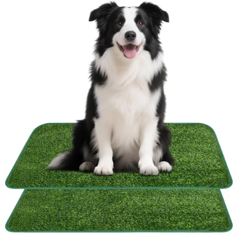 AUYAO 2PCS Dog Grass Pee Pad Artificial Grass Mat Outdoor Dog Toilet Pet Turf Washable Potty Training Pads Pet Urine Pad Fake Grass Patch Replacement Dog Toilet Grass for Indoor & Outdoor Use(46*58cm)