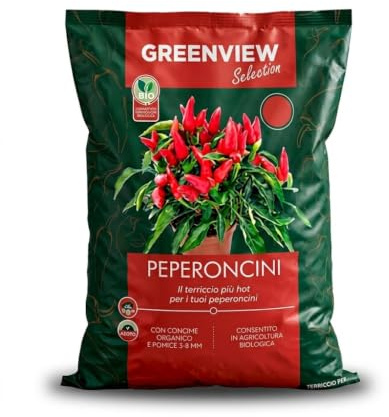 BERARDI Greenview Selection Terriccio per Peperoncini, con Concime Organico e Pomice 3-8 mm, Consentito in Agricoltura Biologica LT 5