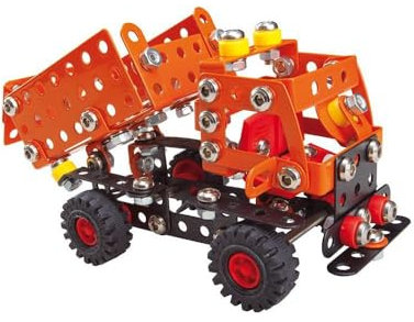 A ALEXANDER 1490 Constructor Terra Kipper Metall Bausatz, 287 Teile Metallbaukasten, Metallbausatz mit Muldenkipper LKW, Werkzeug & Kunststoff Elementen, Konstruktionsspielzeug für Kinder ab 8 Jahren