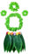 HANGNUO 5 PCS Hula Skirt Hawaiian Costume Set with Green Leaves Necklace Bracelets Headband, Luau Party Favors for Adults Women and Men
