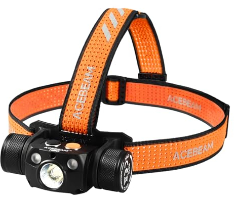 ACEBEAM H30 Stirnlampe Max 4000 Lumen, kaltweiß + rot + grüne Lichter, wiederaufladbare Powerbank-Taschenlampe mit USB-C, gut zum Lesen, Camping, Laufen, Wandern