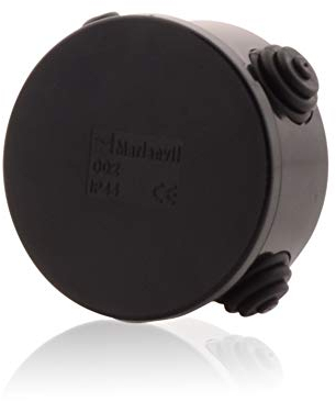 intratec 100% Shopping Abzweigdose rund Kabelabzweigkasten Aufputz Installationsgehäuse mit Stufennippeln in Schwarz, IP44, 80x40mm, wasserdichte Abzweigdose zur Aussen Anwendung geeignet