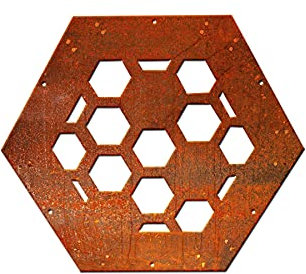 FIREND HEXAGON - Piastra decorativa NR.1 per scaffalatura legna da ardere, in metallo