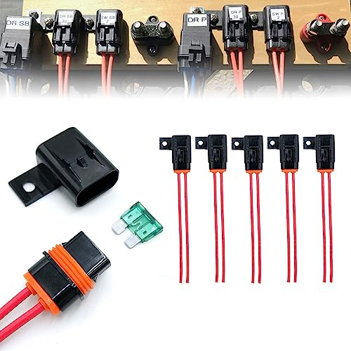 parts PTT 5 packs de porte-fusibles en ligne 30A 12 AWG ATO/ATC étanche, câble de remplacement pour voiture, camion, camping-car, bateau, marine, avec 5 fusibles ATO/ATC 30A inclus