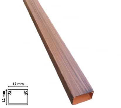 4PZ Canalina 12x12 mm Legno Scuro 2 metri per cavi elettrica in plastica passacavi Legno Scuro coprifili a parete con copertura