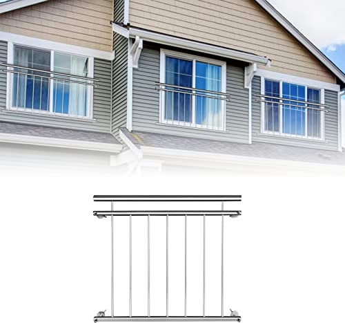 ACXIN ringhiera in acciaio inox per balconi, parapetto, ringhiera francese, recinzione di sicurezza, ringhiera per finestra, 100 x 90 cm