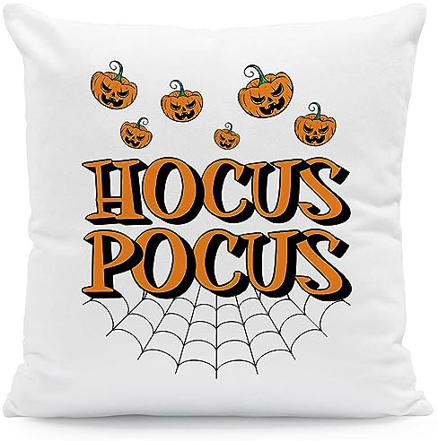 GRAVURZEILE Bedrucktes Kissen mit Motiv - Hocus Pocus Design - Schauriges Halloweenmotiv für Groß & Klein - Gruselige Horror Party Dekoration zu Halloween - Größe mit Füllung