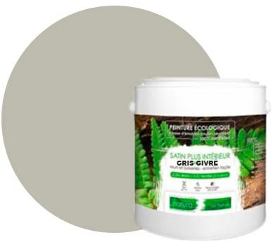 BOX DECO COULEURS Peinture murale naturelle écologique aspect satin intérieur Natura - 2,5L / 33m², Gris Givré