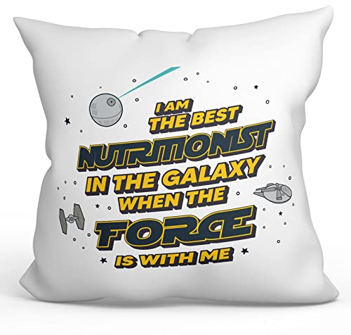 Mugffins Kissen mit Füllung mit Spruch für ERNÄHRUNGSBERATERIN - Auf Englisch - Best in The Galaxy The Force is with Me - 40 x 40 cm - Lustiges Geschenk Mitarbeiter