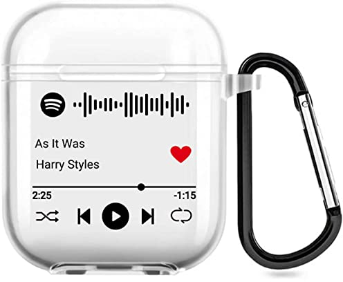 Personalisierte 2-seitige AirPods-Hülle für Apple AirPods 1&2 Generation, Hülle im Musikstil mit scanbarem Spotify-Code, individuelle Geschenkverpackung (Klar)