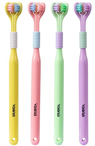 4 Stück Dreiseitige Zahnbürste Für Erwachsene, V-Förmige 4-Teilige Dreiseitige Zahnbürstes Sanft Und Schonend Reinigen Sie Jeden Zahn Und Zahnfleischpflege Alle Seiten Reinigende Zahnbürste (Lila)