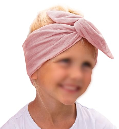 Papierdrachen Musselin Haarband für Kinder zum Selbstbinden - Knotenband - Stirnband - Haar Accessoires - Herbst und Sommer - rosa - für Kinder