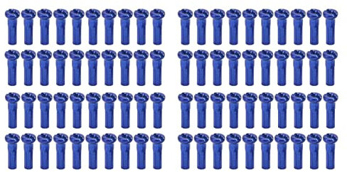 Tomotato 80 Stück Fahrrad Speichennippel, 14mm Eisen Fahrrad Speichen Nippel Kappen für 14G / 2mm Durchmesser Speichen Mountain Road Bike Zubehör(Blau)