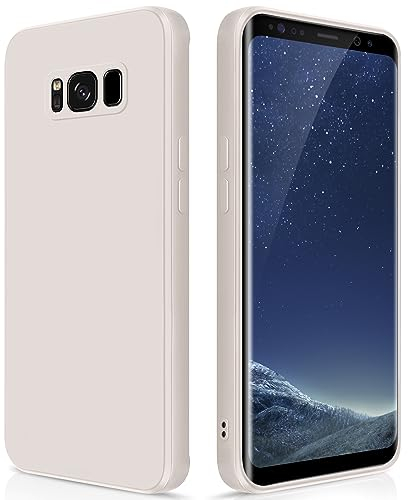 GiiYoon Case Compatible with Samsung Galaxy S8, Silky-Soft Touch Full-Body Protective Phone Silicone Case, Shockproof Cover with Microfiber Lining, off white