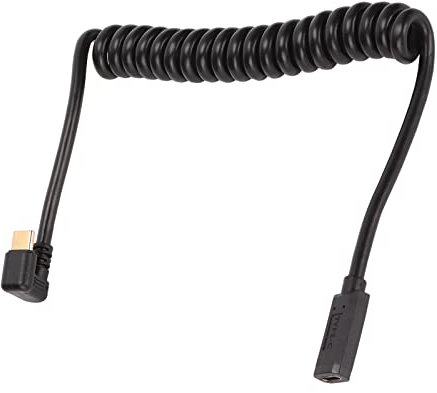 USB-Typ-C-Kabel für das Auto, Gewendeltes 90-Grad-Stecker-Buchse-Feder-Ladekabel, 3,9 Fuß, für S10 S9 S8 Plus Note 9 8, Geräte