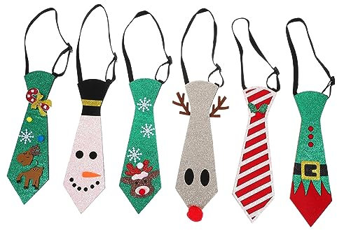 ABOOFAN Weihnachtsdeko 6St Krawatten Weihnachtsfeier-Krawatte weihnachts mit dekorative Parteiversorgung Weihnachts-Cosplay- Requisiten schmücken