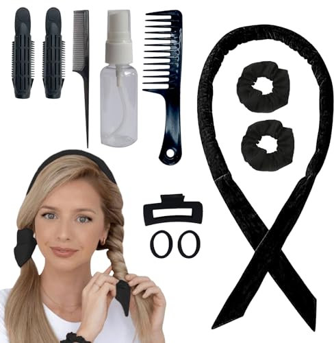 DALAETUS 11 Stück Lockenwickler Locken Ohne Hitze Set, Samt Heatless Curls Band, Rutschfest Lockenwickler über Nacht für Langes Mittleres Haar