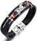 Pulsera España hombre de cuero y acero inoxidable - Regalos Originales hombres- Pulseras infinito con bandera española de 21 cm y cierre de seguridad - Brazalete ajustable