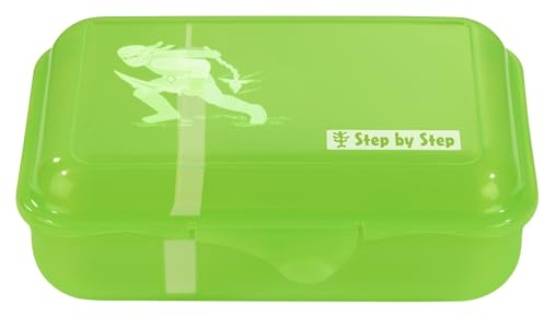 Step by Step Lunchbox Ninja Kimo, Grün, mit Trennwand und Klickverschluss, spülmaschinenfest, BPA-frei, für Schule und Kindergarten, 0,9l