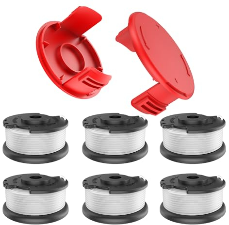 EVENLINKICS 6 Stück Ersatzfadenspule mit 2 Trimmerabdeckung, für Einhell Rasentrimmer GE-CT 18/28 Li und GE-CT 18/28 Li TC,für Einhell fadenspule TLE-03,Spulenabdeckung TLE-03-1