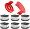 EVENLINKICS 6 Stück Ersatzfadenspule mit 2 Trimmerabdeckung, für Einhell Rasentrimmer GE-CT 18/28 Li und GE-CT 18/28 Li TC,für Einhell fadenspule TLE-03,Spulenabdeckung TLE-03-1