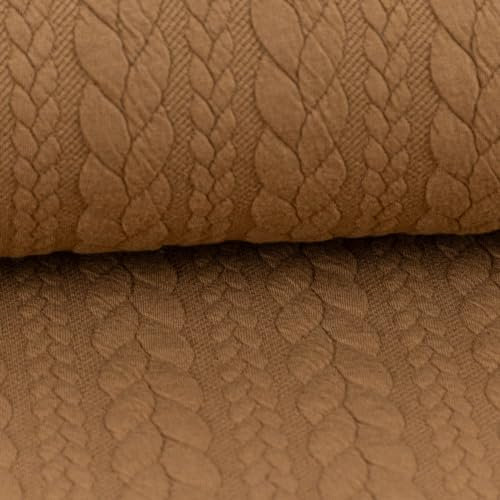 SCHÖNER LEBEN. Bekleidungsstoff Cably Zopfmuster Strickstoff einfarbig Camel 1,5m br
