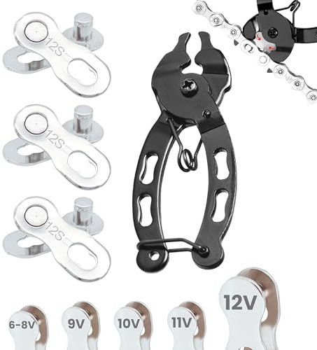 Eslabon Rapido 12 velocidades y Alicates Shimano y Sram compatible para Cadena de Bicicleta | 3 Pares para Cadenas 12V – Conector de Cadena para Bicicleta | A elegir 6, 7, 8, 9, 10, 11, 12 v