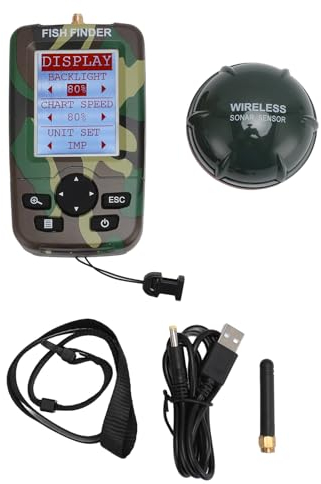 Tragbarer Fischfinder, Hochpräzises LED-LCD-Display, Wasserdichtes Kabelloses Mobilgerät, Fischfinder Zum Bootsangeln, Meeresangeln (Tarnfarbe)
