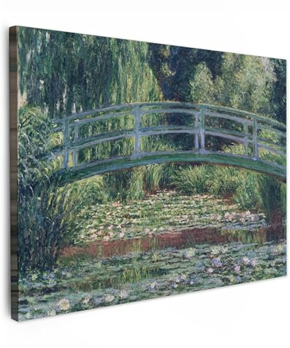 MuchoWow© Impression sur Toile Peinture 40x30 cm Tableau Mural Decoration Salon Reproductions de Tableaux Murale ReproductionsPont japonais et nénuphars - Peinture de Claude Monet
