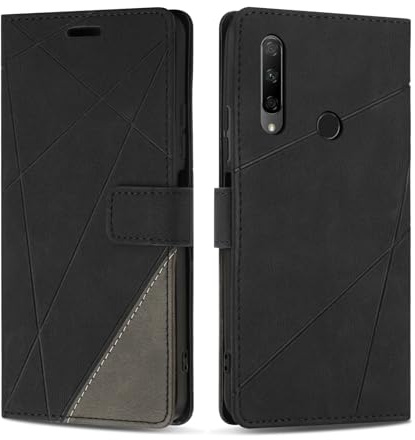 SONWO Handyhülle für Honor 9X Hülle, Premium PU Leder Handyhülle Wallet Silikon Schutzhülle Klapphülle für Honor 9X, Schwarz