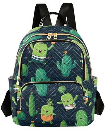 Mnsruu Kaktus-Rucksack, Geldbörse, Damen-Rucksack, Reise-Umhängetasche, lässiger Alltagsrucksack, cactus, M