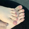 Ceboic 24Pcs French Stick on Toenails Short, Square Pure Colour Press on Toenails, Nude Pink Artificial Fake Toe Nails, Full Cover Acrylic Toe Nails Cute Spring Summer False Toenails for Women Girls